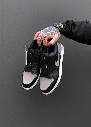 Кроссовки мужские nike air jordan 1 retro low black/gray