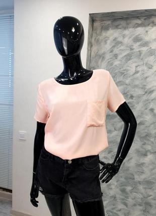 Шифонова футболка персикового кольору cropp , розмір m3 фото