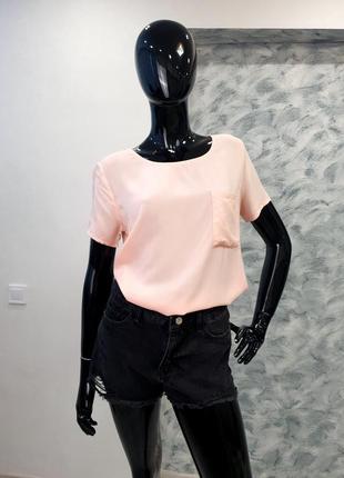 Шифонова футболка персикового кольору cropp , розмір m2 фото