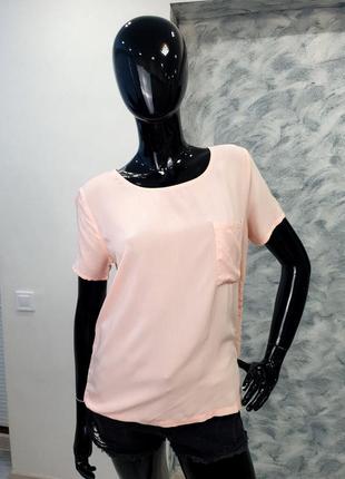 Шифонова футболка персикового кольору cropp , розмір m6 фото