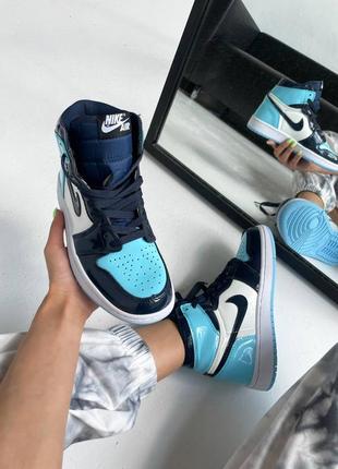 💙💙💙nike air jordan patent blue💙💙💙женские кроссовки найк джордан 1