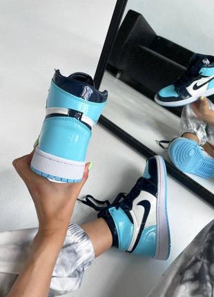 💙💙💙nike air jordan patent blue💙💙💙женские кроссовки найк джордан 1