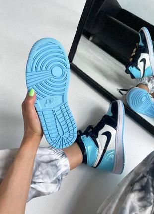 💙💙💙nike air jordan patent blue💙💙💙женские кроссовки найк джордан 1