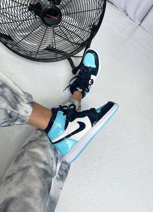 💙💙💙nike air jordan patent blue💙💙💙женские кроссовки найк джордан 1