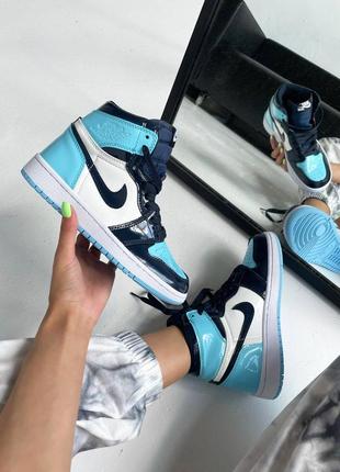 💙💙💙nike air jordan patent blue💙💙💙женские кроссовки найк джордан 1
