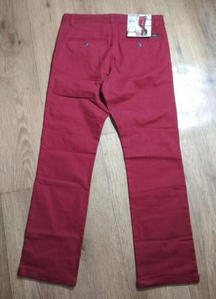 Крутые котоновые брюки чиносы бордового цвета livergy, р. 50. замеры на фото6 фото