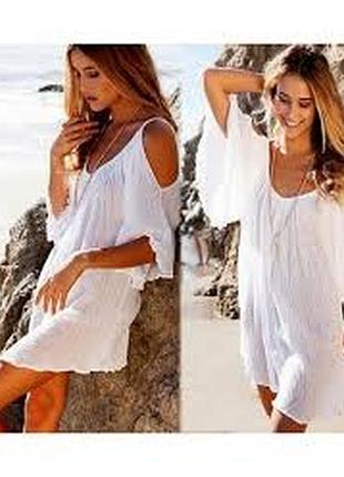 Туника платье для пляжа с кружевом прошва  s