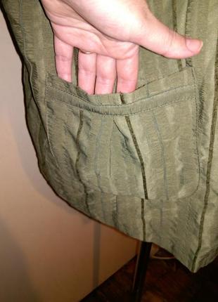 Легкий жакет-блузон-піджак з кишенями та коротким рукавом,хакі,великого розміру8 фото