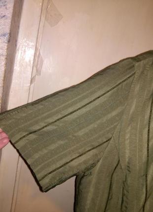 Легкий жакет-блузон-піджак з кишенями та коротким рукавом,хакі,великого розміру3 фото