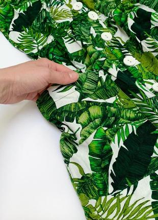 Bessa трендовый сарафан платье тропический принт листья хлопок коттон на пуговицах4 фото
