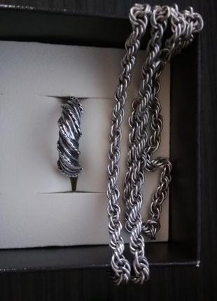 Уникальное кольцо серебряное витое,  шнур,  винтаж8 фото