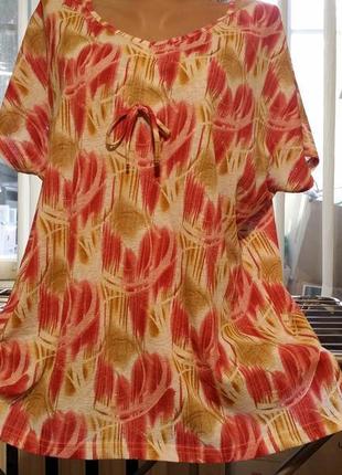 Легка натуральна вільна блуза жіноча з ніжним квітковим принтом великий розмір - англія1 фото