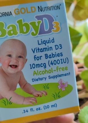 California gold nutrition baby d3 , витамин d3 в каплях для младенцев, 400 iu