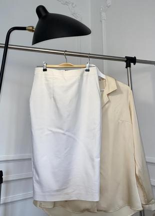 Хлопковая, белая  юбка-миди2 фото