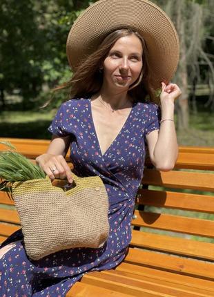 Сумка летняя сумочка корзинка из джута плетеная вязаная натуральная эко новая! корзинка для фотосессии фото2 фото