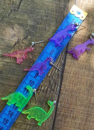 Сережки сережки сережки кольорові яскраві літні динозавр7 фото