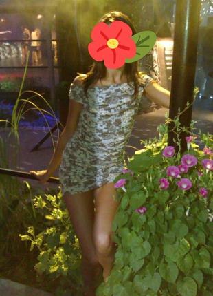 Женское летнее мини платье цветы торжество выпуск бал вечерний коктальна2 фото
