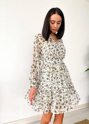 Сукня біла+квіти шифон