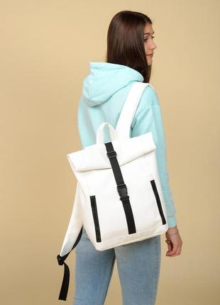 Білий міський рюкзак з шкірозамінника, стильний для подорожей1 фото