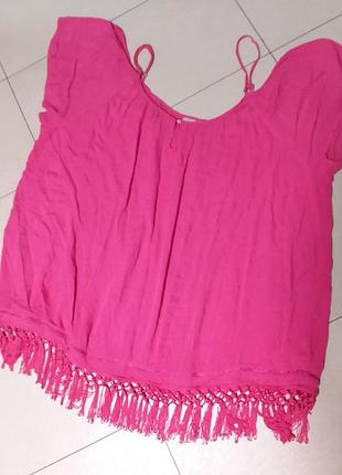 Яркая легкая натуральная блузочка большого 22 размера