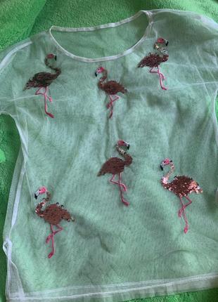 Кофта сітка з фламінго