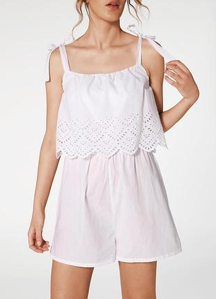 Короткий комбинезон с вышивкой и завязками на плечах calzedonia, р.л