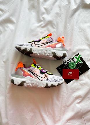 Женские кроссовки nike react vision white pink,кроссовки найк реакт вижн белый сетка