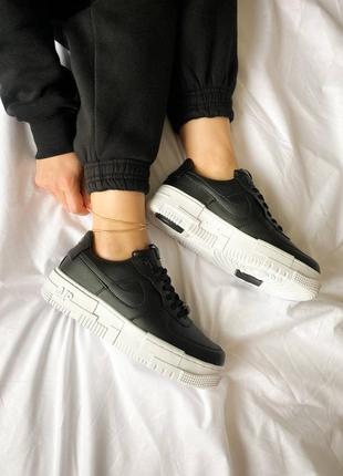 Женские кроссовки nike air force pixel black white ,кроссовки найк аир форс пиксель чёрный не высокая платформа6 фото