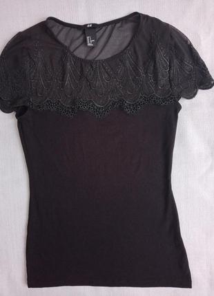 Черная кофточка с вставкой сеточка