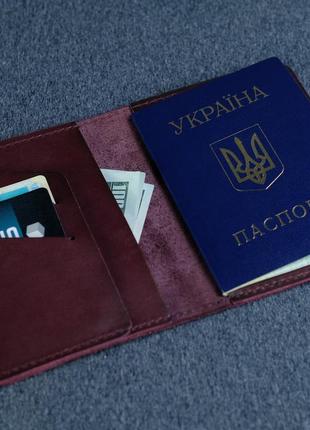 Кожаная бордовая обложка для паспорта и билетов из натуральной кожи итальянский краст4 фото