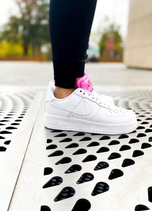 Женские кроссовки nike air force 1 lx white lace pink,кроссовки найк аир форс 1 белый с розовым демисезон8 фото