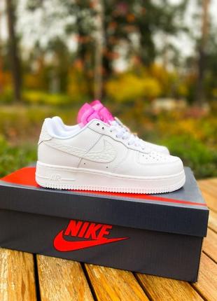 Женские кроссовки nike air force 1 lx white lace pink,кроссовки найк аир форс 1 белый с розовым демисезон4 фото