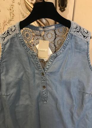Супер блуза у джинсовому стилі з мереживом george 40/l/484 фото