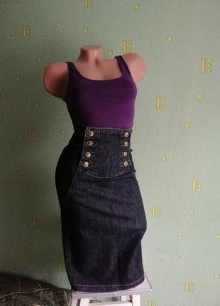 Шикарна джинсова спідниця only із завищеною талією. спідниця з високою талією.міді.туреччина