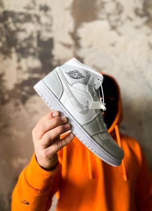 Жіночі кросівки nike air bred 1 mid grey camo ,найк аїр джордан 1 мзс сірий камо шнурівка