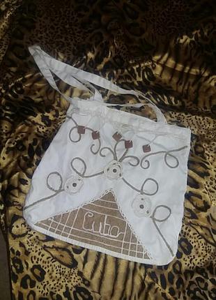 Шикарна котонова   шопингова  сумка на плече . швейцария.
