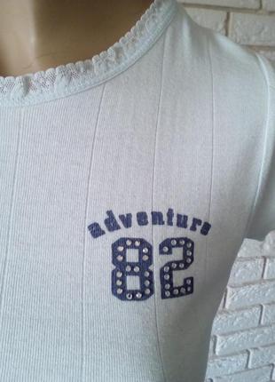 Мила, ніжна футболочка з номером мереживом і камінчиками в білизняному стилі від g& c (m) 100% котон3 фото