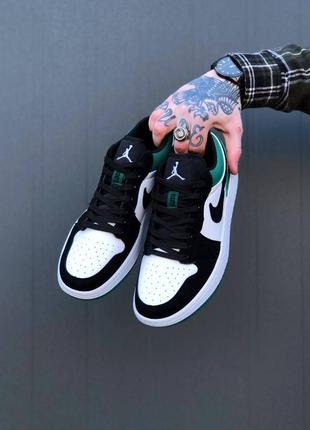 Мужские кроссовки nike air jordan 1 retro low green/white/black