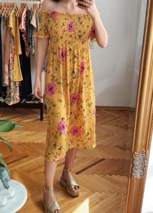 Новое миди платье из вискозы в цветочный принт сарафан7 фото