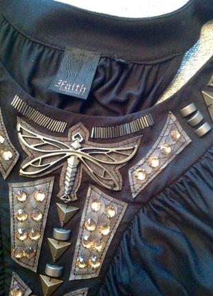 Летнее черное платье faith connexion коллекция rock&roll  xs франция6 фото