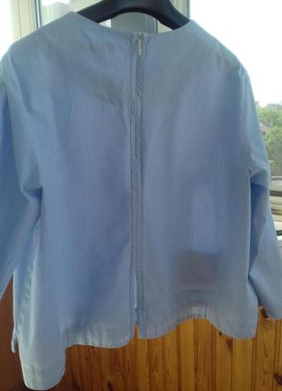 Mango блуза блузка р l в бело-голубую полоску сзади на молнии разрезы по бокам2 фото