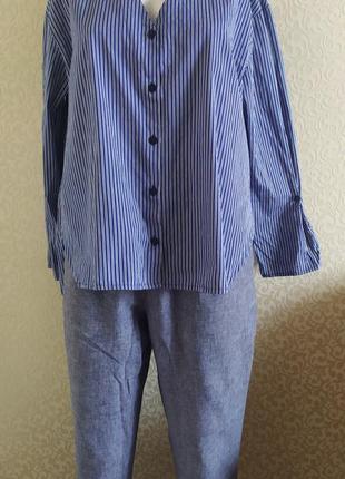 Голубая рубашка блуза в полоску mango