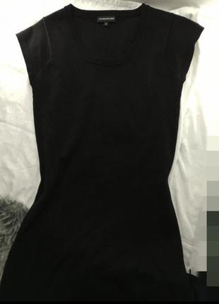 Подовжена футболка чорна туніка шовк3 фото