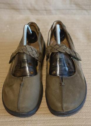 Комфортные кожаные туфельки  цвета хаки hotter англия uk 7.( 26 см. )2 фото