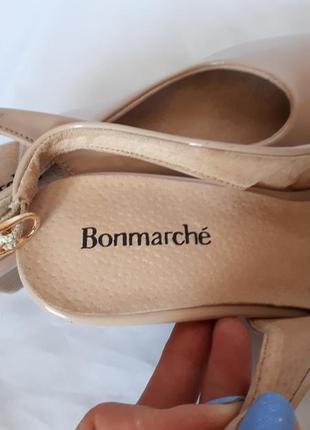 Нюдовые лодочки на каблуке с открытой пяткой bonmarche (размер 39)3 фото