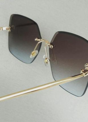 Christian dior очки женские солнцезащитные большие серо коричневый градиент безоправные7 фото