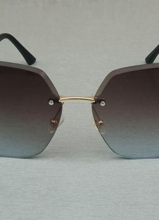 Christian dior очки женские солнцезащитные большие серо коричневый градиент безоправные2 фото