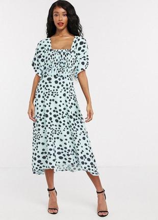 Нежнейшее бирюзовое платье asos в горошек и открытой спиной!