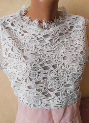 Роскошное нежное шифоновое платье с ажурной вышивкой.5 фото