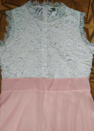 Роскошное нежное шифоновое платье с ажурной вышивкой.7 фото